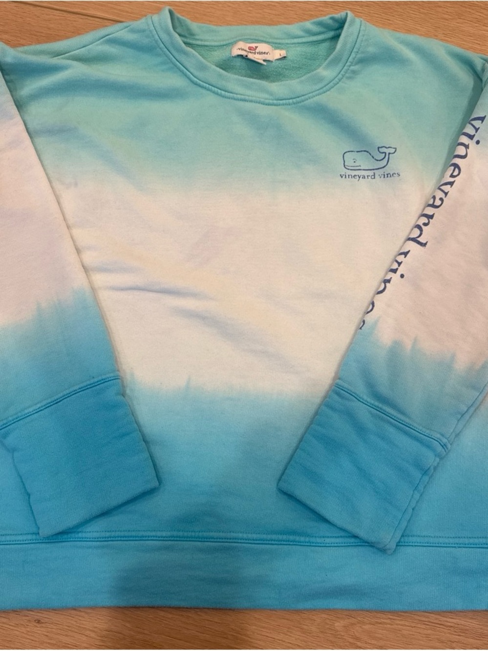 Vineyard Vines Kids Teal to White Ombre Whale Pullover Pajama Top